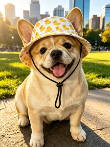 Chapeau d'été pour animaux de compagnie, mignon, dessin animé, protection UV, respirant, en polyester, couvre-chef d'extérieur avec ouvertures pour les oreilles pour chats - Product Image 2