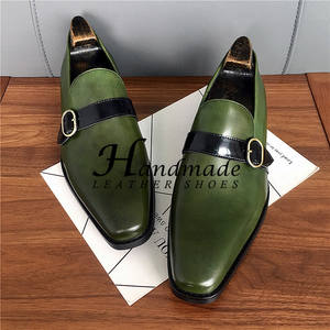 Chaussures en cuir faites à la main, mocassins formels en cuir véritable, chaussures de créateur à la mode pour jeunes, chaussures de costume pour hommes - Product Image 1