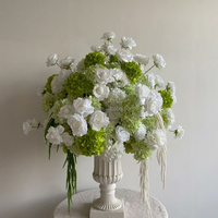 Columna de Flores Artificiales de Rosas de Seda Verde Borgoña, Pilar Romano para Pasillo de Boda, Soporte Floral para Ceremonias al Aire Libre, Decoración de Fondo