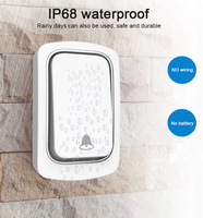 Sonnette sans fil avec prise US EU UK, auto-alimentée, étanche, portée sans fil de 150 m, 38 mélodies, sonnettes de bienvenue pour la maison