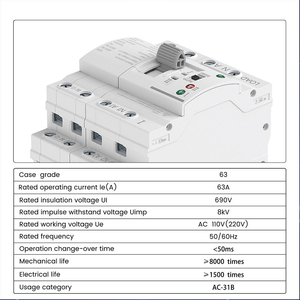 Interruttore di Trasferimento ATS a Doppia Alimentazione, Piccolo Interruttore Automatico UPS 63A 2P per Generatore, 4 Poli 63 AC 380V - Product Image 4