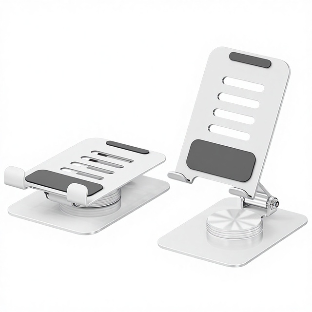 Full Metal Rotating Phone Stand-Multi-Functional Portable Folding Design with Custom Logo Option for Desktop Use
