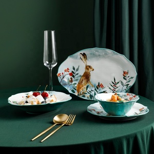 Ensemble de vaisselle en céramique Forest Story, série cerf, saladier, plat à soupe, plat à riz au four - Product Image 4