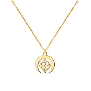 Collana Vintage con Nodo della Strega, Placcata Oro, Catena a Maglie, Design Religioso Trendy in Acciaio Inox, Regalo per Feste, Croce con Diamante - Product Image 1