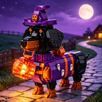 Ensemble de blocs de construction Teckel d'Halloween, chien sorcier avec lanterne, modèle en briques, décoration effrayante DIY, cadeau pour la maison et le bureau