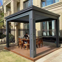 Pavillon à toit rabattable en alliage d'aluminium - imperméable, coupe-vent, pare-soleil, anticorrosion pour utilisation en extérieur dans les jardins/cour