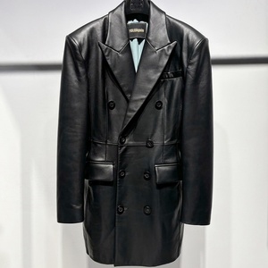 2024 primavera e autunno ufficio <span class=keywords><strong>donna</strong></span> giacca giacca di <span class=keywords><strong>pelle</strong></span> nera giacca di <span class=keywords><strong>pelle</strong></span> per le donne vera <span class=keywords><strong>pelle</strong></span> di montone - Product Image 1