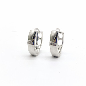 Geometric <b>Huggie</b> Earrings Gold And <b>Silver</b> Channel Setting Zircon Party Fashion Hoop Earrings - Product Image 5