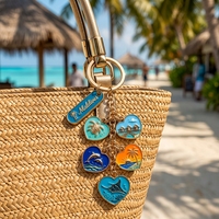 Porte-clés en métal en forme de cœur coloré, émail personnalisé, souvenirs des Maldives, vente en gros