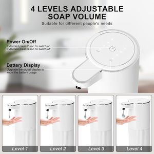 Dispensador de Jabón de Cocina Eléctrico Inteligente Automático Recargable de 360 ml, Montado en la Pared, Impermeable IPX5, con 4 Niveles Ajustables - Product Image 5