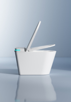 Toilette intelligente moderne à commande au pied, chasse d'eau automatique, protection par mousse, antibactérienne, désinfection UVC, siège chauffant et sèche-sièges intégré