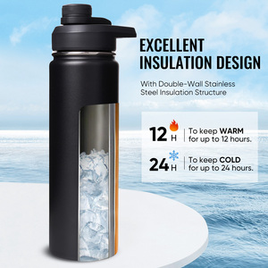 24oz Insulated Sports Water <b>Bottle</b> 100% Leak Proof Wide Mouth Double Wall Vacuum Thermos <b>Bottle</b> for Travel Workout Daily Outdoor - Product Image 2