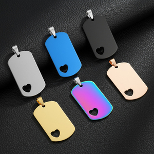 Pendentif Cœur Creux DIY pour Homme, Breloque Femme, en Acier Inoxydable Brossé Effet Miroir, Plaques d'Identification Vides, Vente en Gros, Étiquette Métallique Personnalisable - Product Image 2