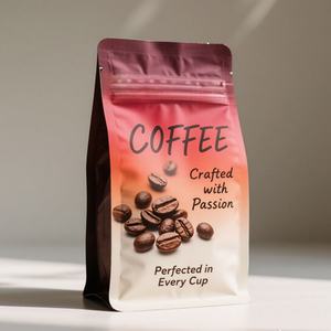 Sachet d'emballage alimentaire autoportant à fond plat avec logo imprimé personnalisé pour céréales, biscuits, café, chocolat - Product Image 4