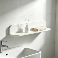 Étagère de salle de bain moderne sur mesure en surface solide, table d'appoint autoportante pour baignoire, support de rangement, banc de douche, accessoire OEM ODM, usine
