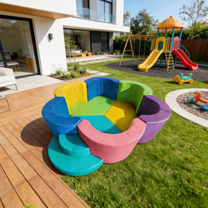 Location d'équipements de jeux intérieurs pour enfants : Ensemble de jeux souples en mousse avec fosse <span class=keywords><strong>à</strong></span> balles florale pour usage scolaire et résidentiel - Product Image 1