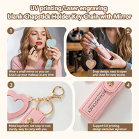 Porte-clés personnalisé pour baume à lèvres avec mini miroir, logo personnalisé, impression UV, gravure laser pour femmes, usage quotidien, cadeau promotionnel