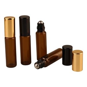 OEM 2ml 3ml 5ml 10ml bouteille à bille en verre ambré avec boule en métal petit rouleau bouteille d'huile essentielle flacons de <span class=keywords><strong>parfum</strong></span> brun grossiste - Product Image 2