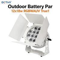 Projecteur LED sans fil Gothey 12x18W rechargeable RGBWA UV avec contrôle WiFi DMX via application, étanche IP65 pour extérieur