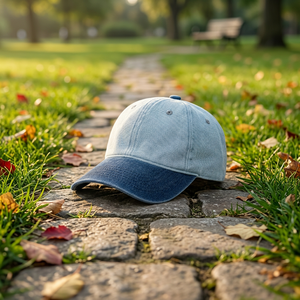 Casquette de baseball vintage en denim de coton lavé avec logo personnalisé, broderie et impression, haute qualité, 2 tons, pour sport et extérieur - Product Image 1