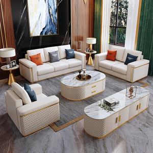 आधुनिक लिविंग रूम और विला-अनुकूलन योग्य रंगों के लिए ठोस लकड़ी के फ्रेम के साथ लाइट विलासिता पुनर्निर्माण मालिश सोफे सेट - Product Image 1