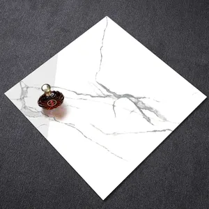 600x600 lucido Carrara bianco cucina gres porcellanato zincato piastrelle per pavimenti in gres porcellanato lucido aspetto marmo