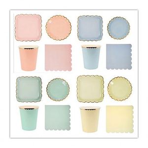 Decoration Paper Plate <b>Set</b> <b>Square</b> Shape Hot Stamping Lace Disposable Party Supplies Tableware - Product Image 1