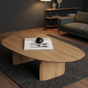 Mesa de Centro Ovalada de Madera Maciza, Moderna y Hecha a Mano, para Sala de Estar, Apartamento, Muebles para el Hogar - Product Image 2