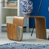 Table basse de thé de stockage en bois de teck incurvé minimaliste pour des meubles de salon