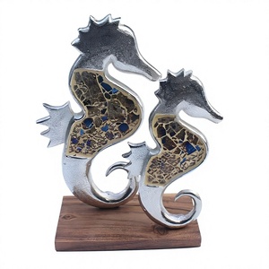 Jaffs Aluminum Handmade Metal Seahorse Figurine Coastal Decor Tabletop Sculpture Home Office Eco-Friendly Durable Artistic - Product Image 1