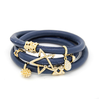 Bracelet de perles breloque en cuir couche de bijoux en acier inoxydable vente en gros cadeaux d'amour sans fin pour les femmes