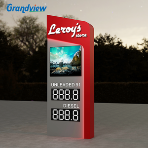 Letrero de totem para <span class=keywords><strong>gasolinera</strong></span> exterior con logotipo iluminado y pantalla de precios de aceite, caja de luz publicitaria, letrero de entrada y salida para estación de servicio - Product Image 1