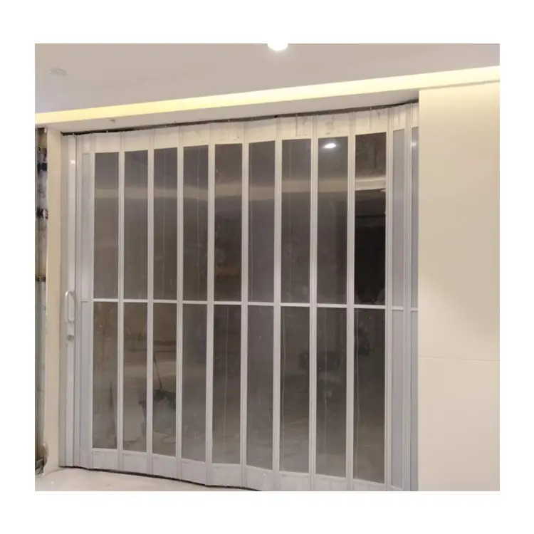 Fashionable Plastic Folding Sliding Shutters Clear Crystal Polycarbonate Bifold Doors