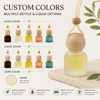 Diffuseur de parfum pour voiture rechargeable à suspendre, flacon en verre givré, bouchon en bois sphérique, 60% de parfum, longue durée