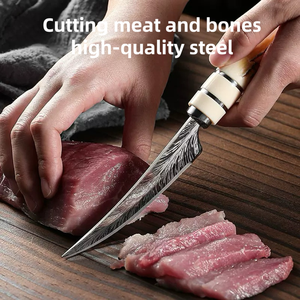 Coltello da Frutta Portatile per Esterni Forgiato e Battuto, Lama Piccola Mongola Affilata con Manico, Coltello Specializzato per Tagliare Ossa e Costolette di Agnello - Product Image 4