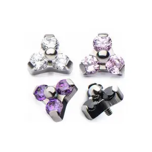 Flower Top Dermal Body Piercing Jewelry G23 Titanium