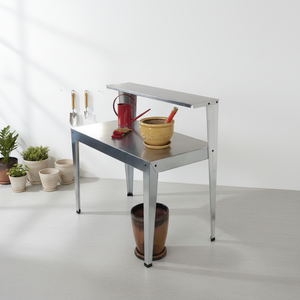 โต๊ะปลูก<span class=keywords><strong>ต้น</strong></span>ไม้สมัยใหม่ 44 นิ้ว กว้าง 24 นิ้ว ดี เอ็กซ์ 44 นิ้ว โต๊ะทำงานในสวนสำหรับอุปกรณ์เรือนกระจกแบบประหยัดพลังงาน ทำจากเหล็กชุบสังกะสีสี<span class=keywords><strong>เงิน</strong></span> - Product Image 1