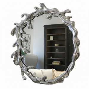 Miroir mural décoratif de luxe en aluminium et verre de couleur argentée, miroir mural pour produits populaires - Product Image 1