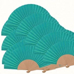 Abanico de Madera de 23 cm, Nuevo Estilo, Brillante, de Poliéster y Algodón, de una Sola Cara, Color Original, para Promoción de Fiestas - Product Image 1