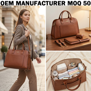 <span class=keywords><strong>Sac</strong></span> <span class=keywords><strong>à</strong></span> langer de voyage multifonctionnel en cuir végétalien grande capacité, personnalisé OEM pour maman - Product Image 1