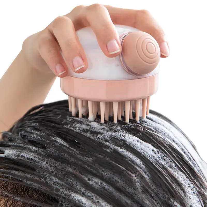 Masajeador de cuero cabelludo multifunción, exfoliante de cabeza, cerdas de silicona, cepillo para champú, dispensador automático de jabón líquido, cepillo para el cabello