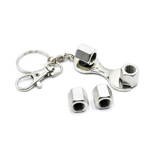 Cache-valve de roue en métal pour modification automobile avec clé décorative, capuchon de valve de pneu avec logo de voiture et chambre à air - Product Image 2