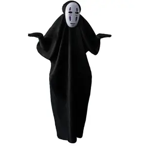 Weggejaagt Animatierol Cosplay Halloween Gezichtsloze Mannen Zwart Gewaad Kostuum