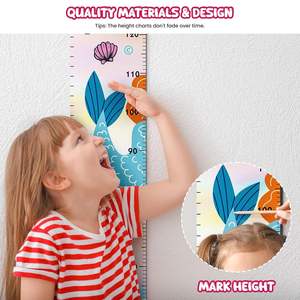 Tabla de crecimiento de <span class=keywords><strong>sirena</strong></span> para niños, tabla de crecimiento de madera para bebés, lienzo de pared, regla de altura, colgante para niños pequeños, decoración de habitación de guardería - Product Image 2