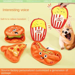 Jouets pour chiens transfrontaliers Molaires résistantes aux morsures Auto-soulagement Simulation sonore Hamburger Fries Bite Not Rotten Pet - Product Image 2