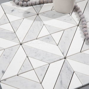 Secolo mosaico bianco grigio pietra naturale marmo onyx bianco Thassos striscia quadrato mosaico pavimentazione parete cucina bagno - Product Image 6