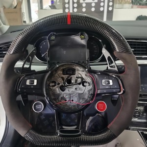 พวงมาลัยรถยนต์คาร์บอนไฟเบอร์สีดำรุ่นพื้นฐานสำหรับ <span class=keywords><strong>Audi</strong></span> <span class=keywords><strong>Q</strong></span> C8 A1 A3 A4 A5 A6 A7 A8 B6 B7 B8 B9 C6 C7 TT R8 จากโรงงาน - Product Image 5