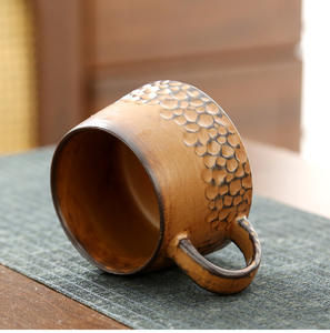 Taza de Café de Porcelana Hecha a Mano Estilo Japonés con Platillo - Esmaltado Retro con Efecto Horno, Reutilizable, Apta para Fiestas, Lavavajillas y Microondas - Product Image 5