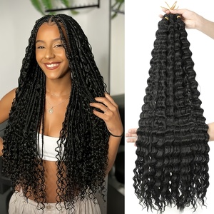 Extensions de cheveux synthétiques à trame unique en fibre haute température, teintes, ondulations profondes pour couleurs blondes, style vague océanique, pour tressage - Product Image 1
