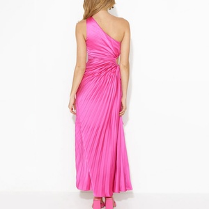 Vestido Maxi Elegante sin Mangas Rosa Intenso de Verano para Mujer, de Alta Calidad al por Mayor, Ecológico, Lavable, con Cintura Natural - Product Image 4